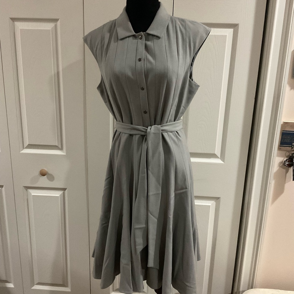 Calvin Klein Gray Button-Down Midi Dress